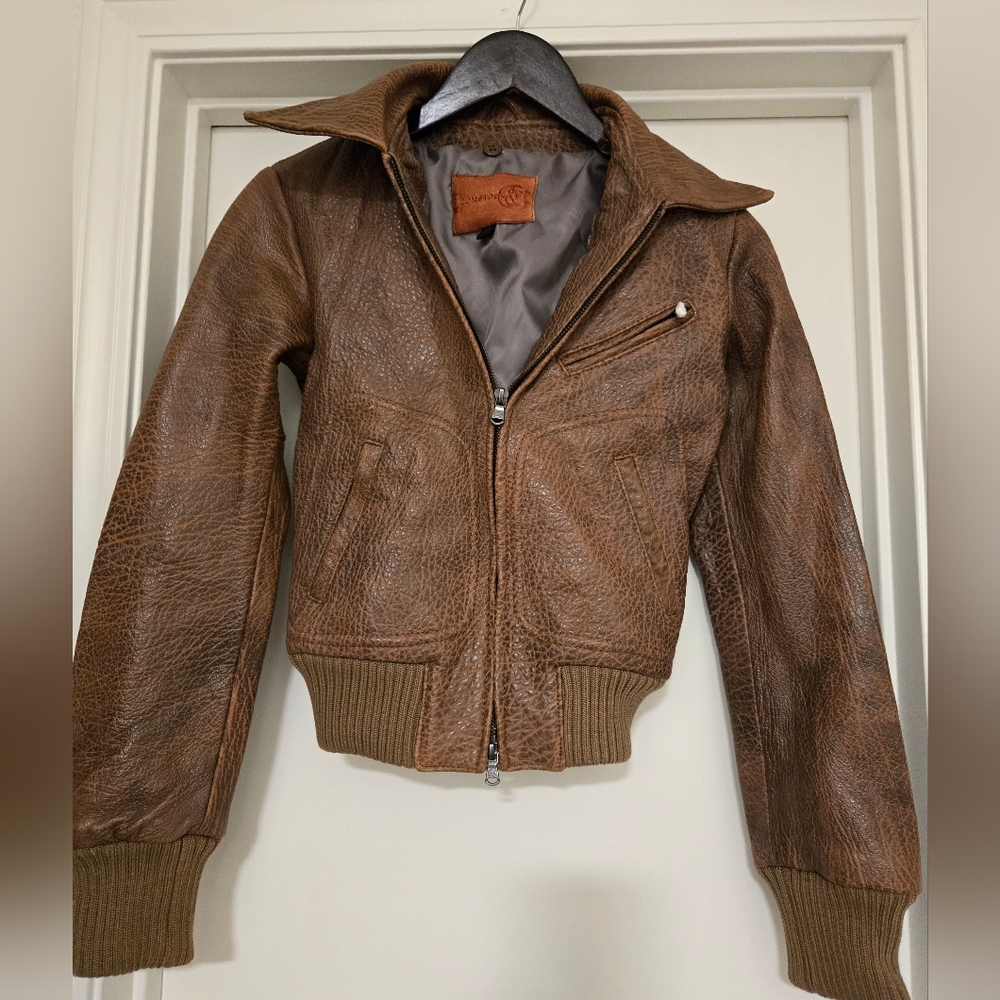 Comstock & Co Distressed Leather Jacket